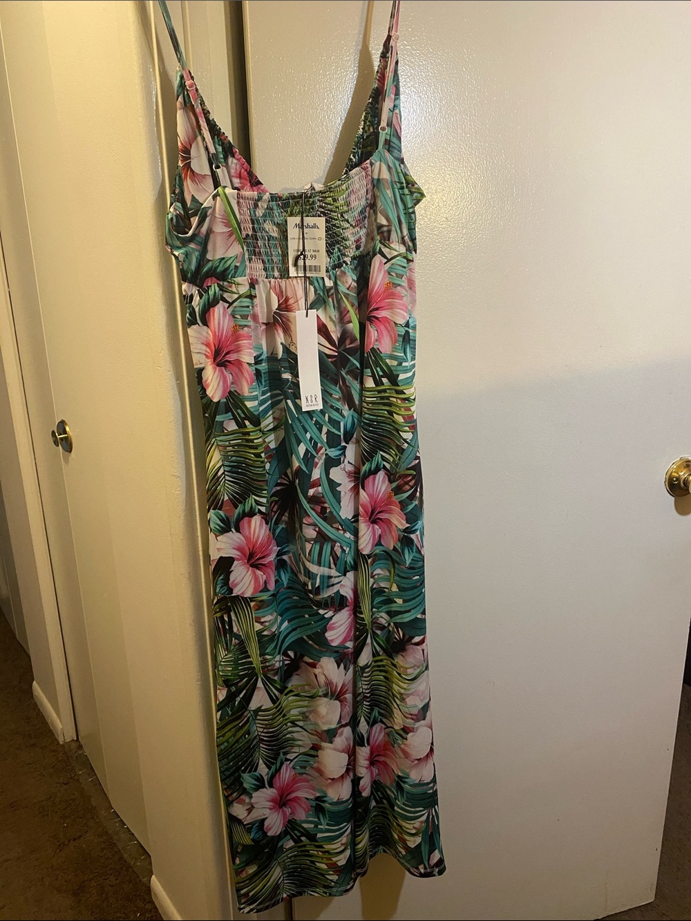NSR Tropical Floral One-Piece in Green and Pink Dress
